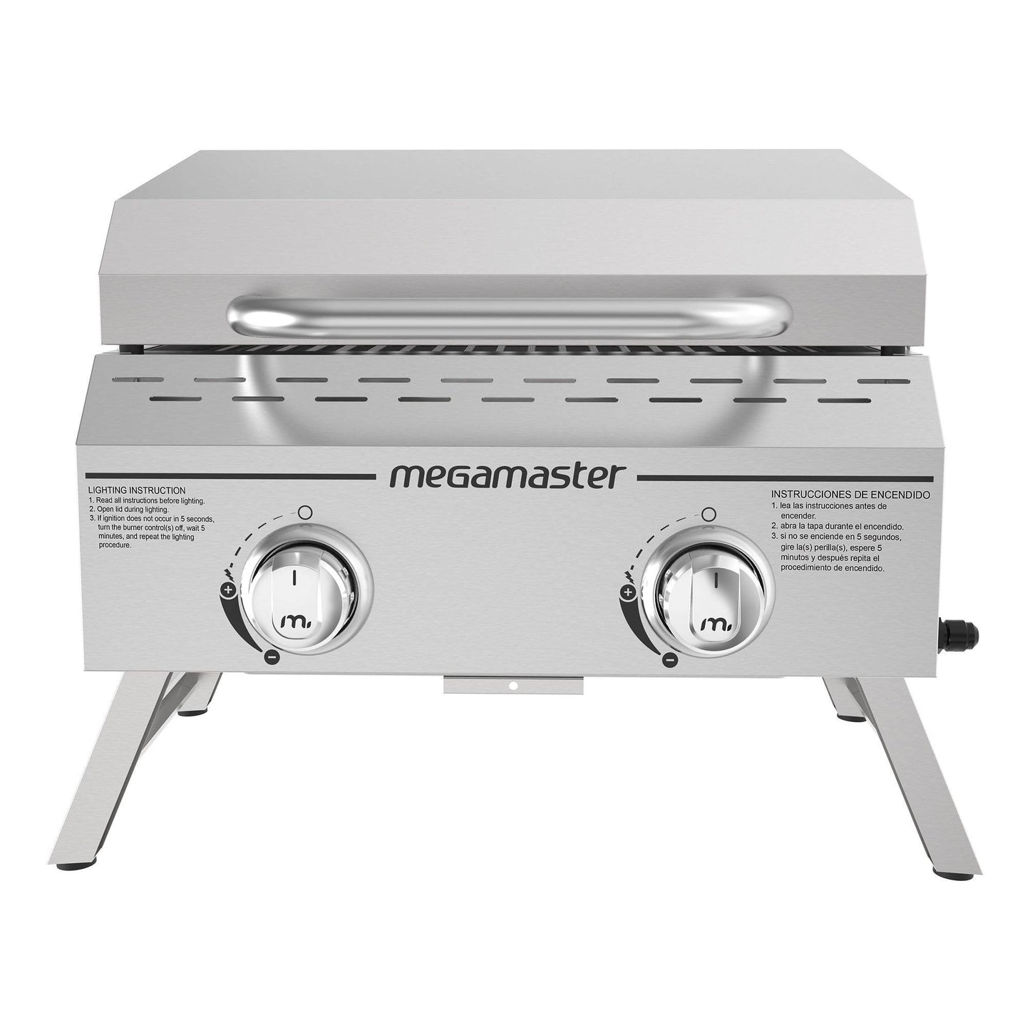 2 Burner Propane Gas Tabletop Grill In Stainless Steel | Megamaster