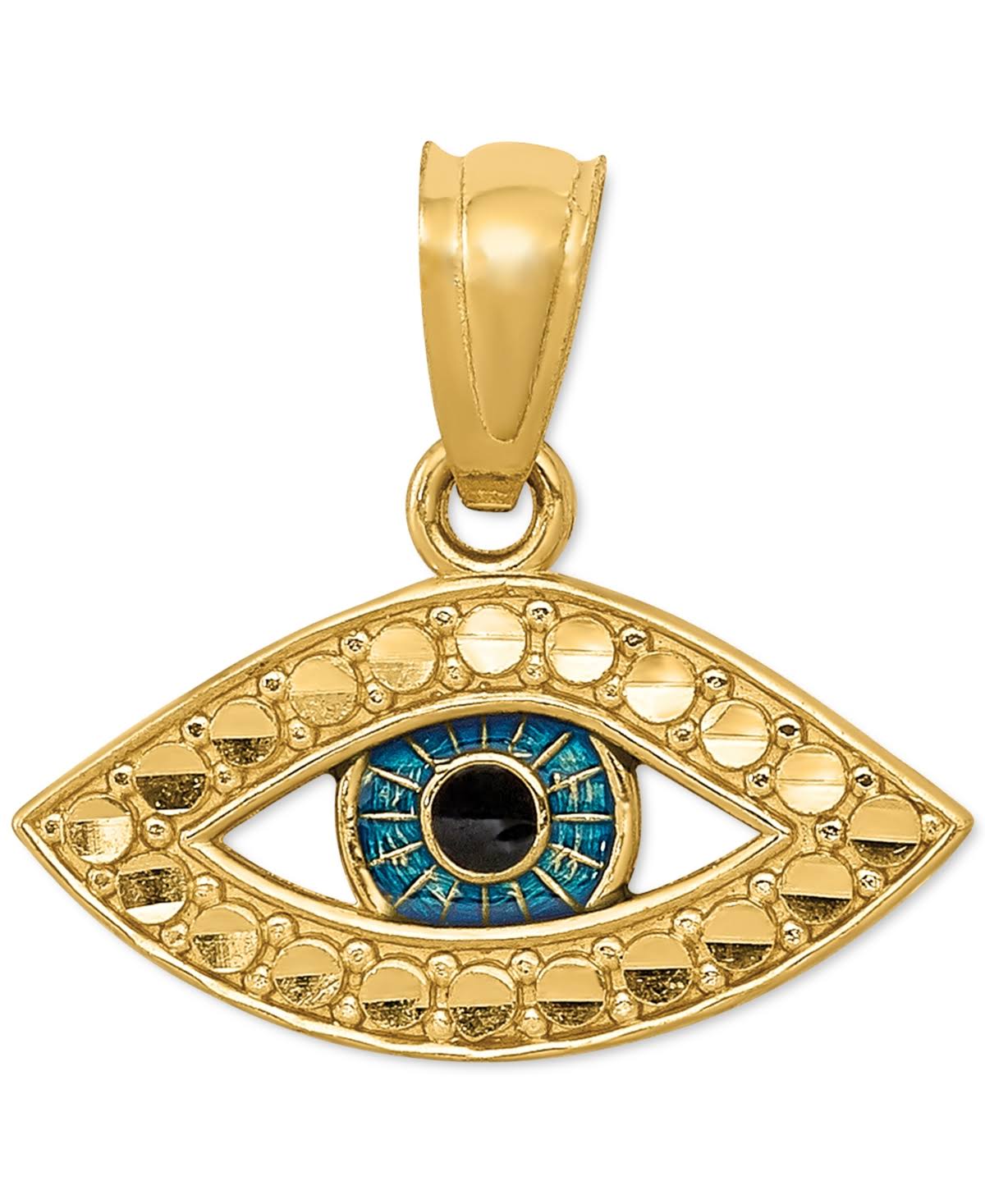 14k Yellow Gold & Rhodium Enameled Eye Pendant