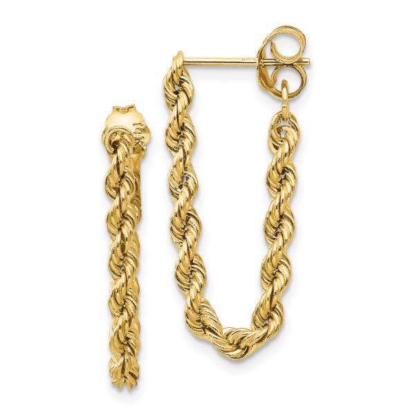 14k Yellow Gold Rope Earrings