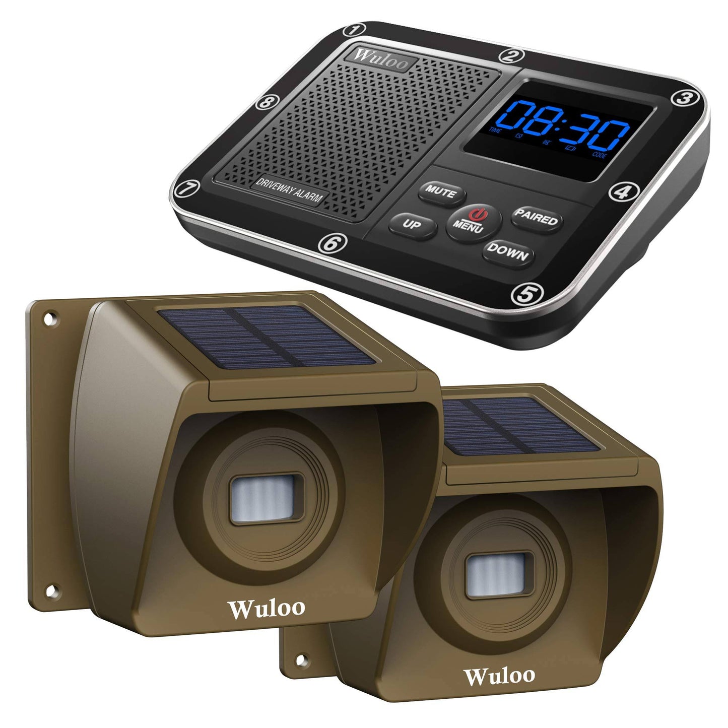 Wuloo Solar Driveway Alarm Wireless Outside 1800ft Range, Outdoor Motion Sensor & Detector Driveway Alert System With Rechargeable Battery/Weather