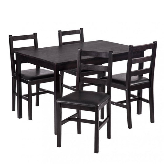 5pcs Dining Table Set Pine Wood Kitchen Dinette Table With 4 Chairs