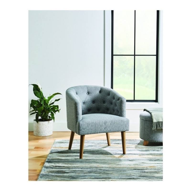 Better Homes & Gardens Barrel Accent Chair, Gray, Linen Fabric Upholstery