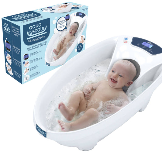 Baby Patent Aquascale 3-In-1 Scale, Water Thermometer And Bathtub In White