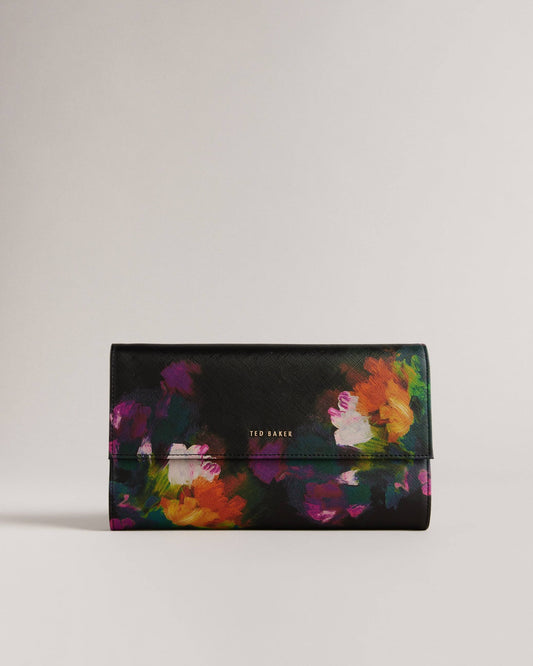 Womens Ted Baker Black Safar Paint Brush Printed Travel Wallet - Black