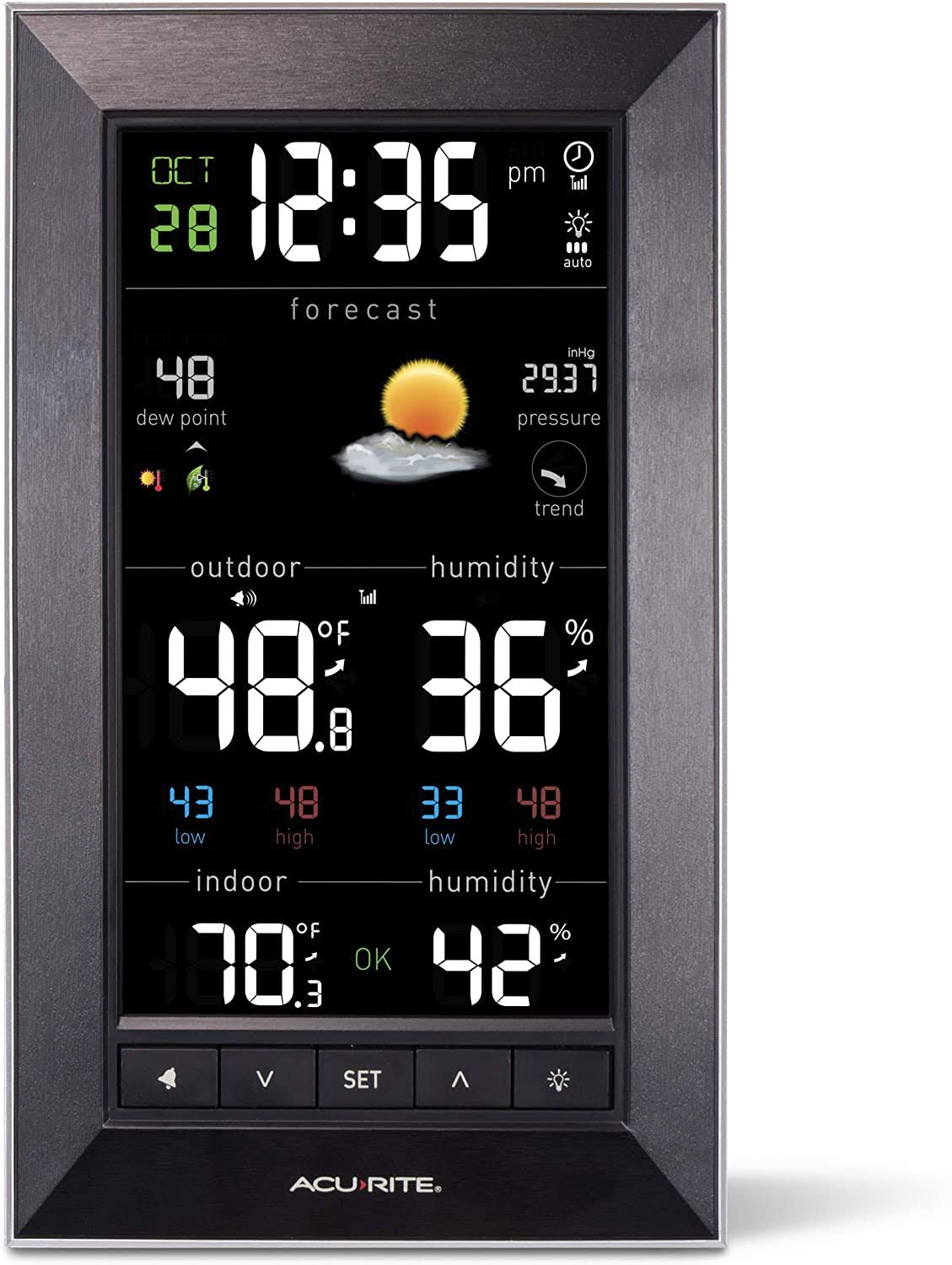 Acurite 01121m Vertical Wireless Color Weather Station With Temperature Alerts