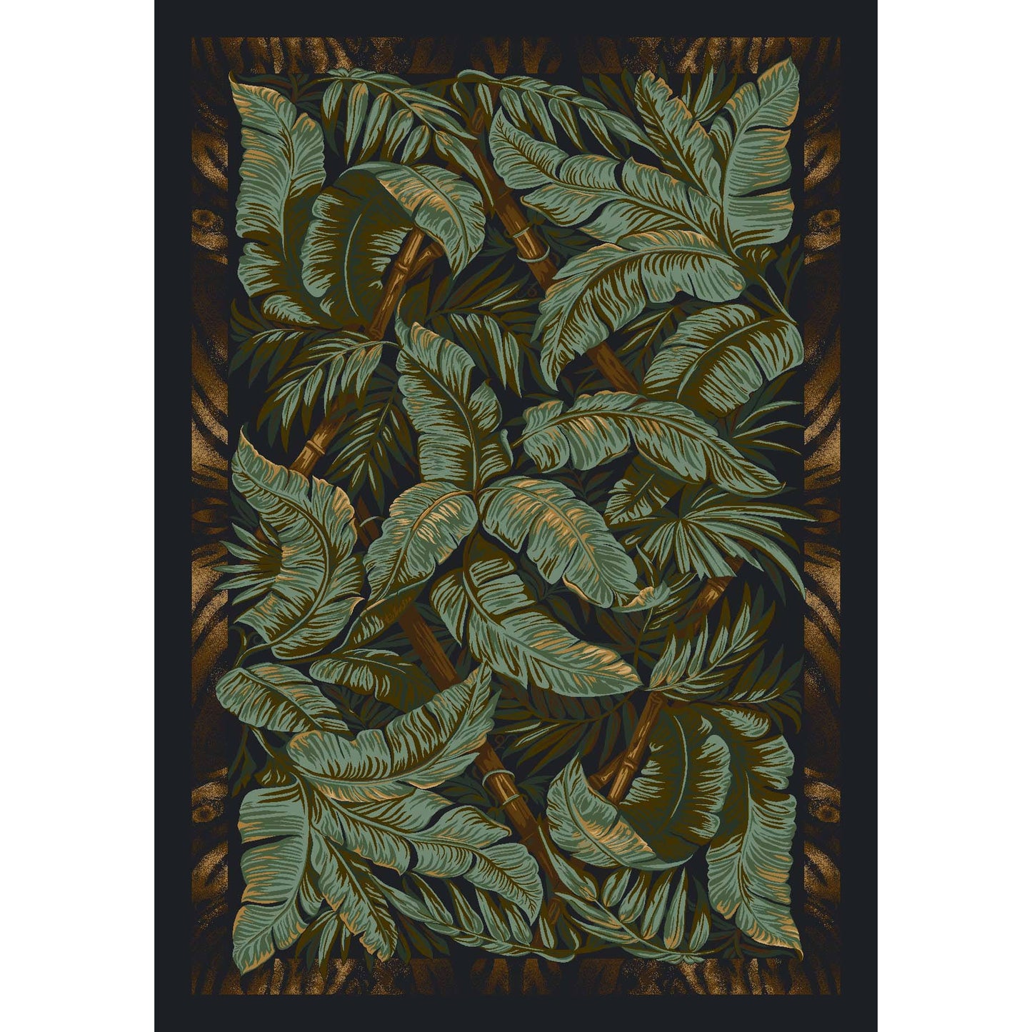 Bay Isle Home Judah Jungle Fever Ebony Area Rug, Size: Oval 3 10 Inch X 5 4 Inch, Green