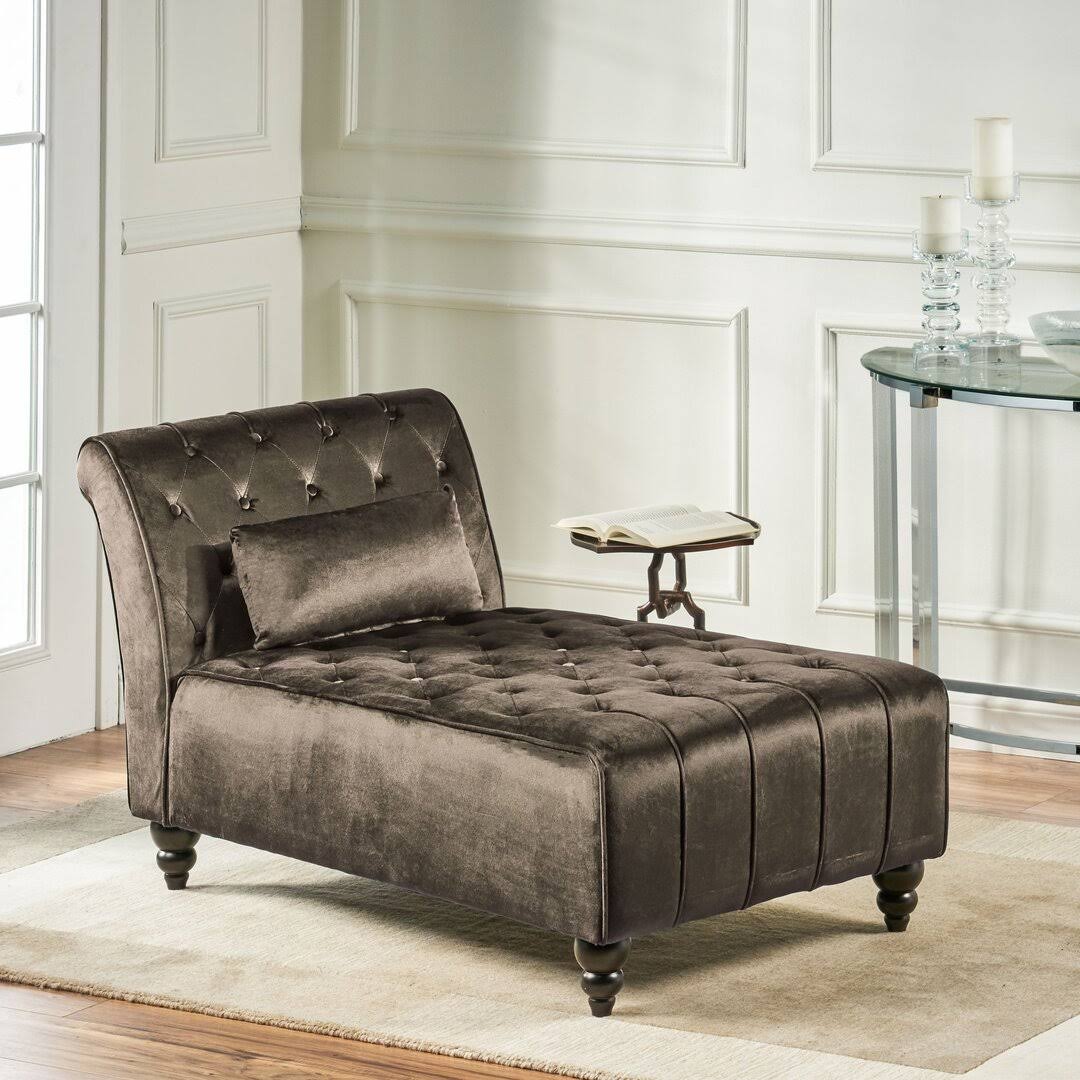 Andrews Chaise Lounge Mercer41 Fabric: Gray Velvet