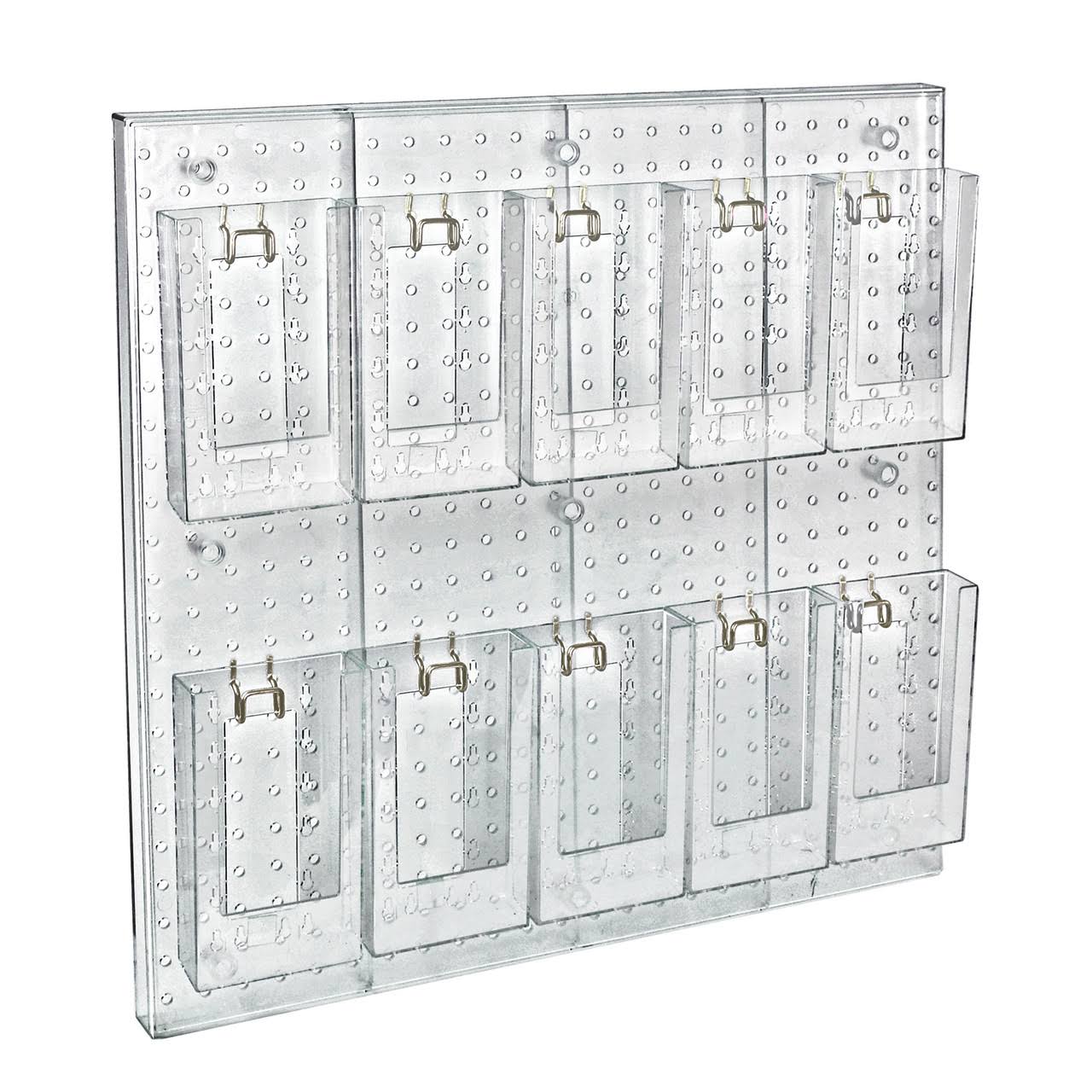 Azar Displays - 700680 - 10 Pocket Trifold Size Pegboard Wall Brochure Holder, Size: 4