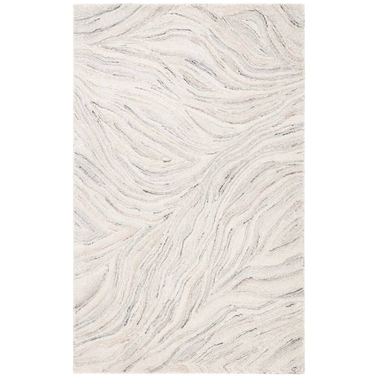 Ymir Abstract Handmade Tufted Wool Ivory/Gray Area Rug Brayden Studio Rug Size: Rectangle 5 X 8