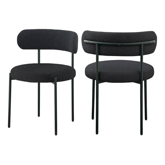 Boucle Upholstered Side Chair (Set Of 2) Upholstery Color: Black