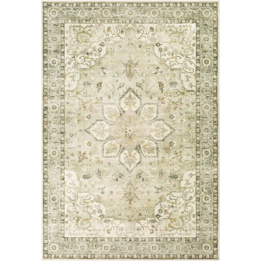 Absalom Oriental Cream/Sage Area Rug Bungalow Rose Rug Size: Rectangle 2 6 X 4