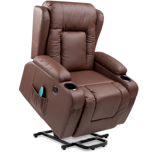 Best Choice Products Electric Power Lift Recliner Massage Chair Furniture W/ Usb Port, Heat, Cupholders - Brown