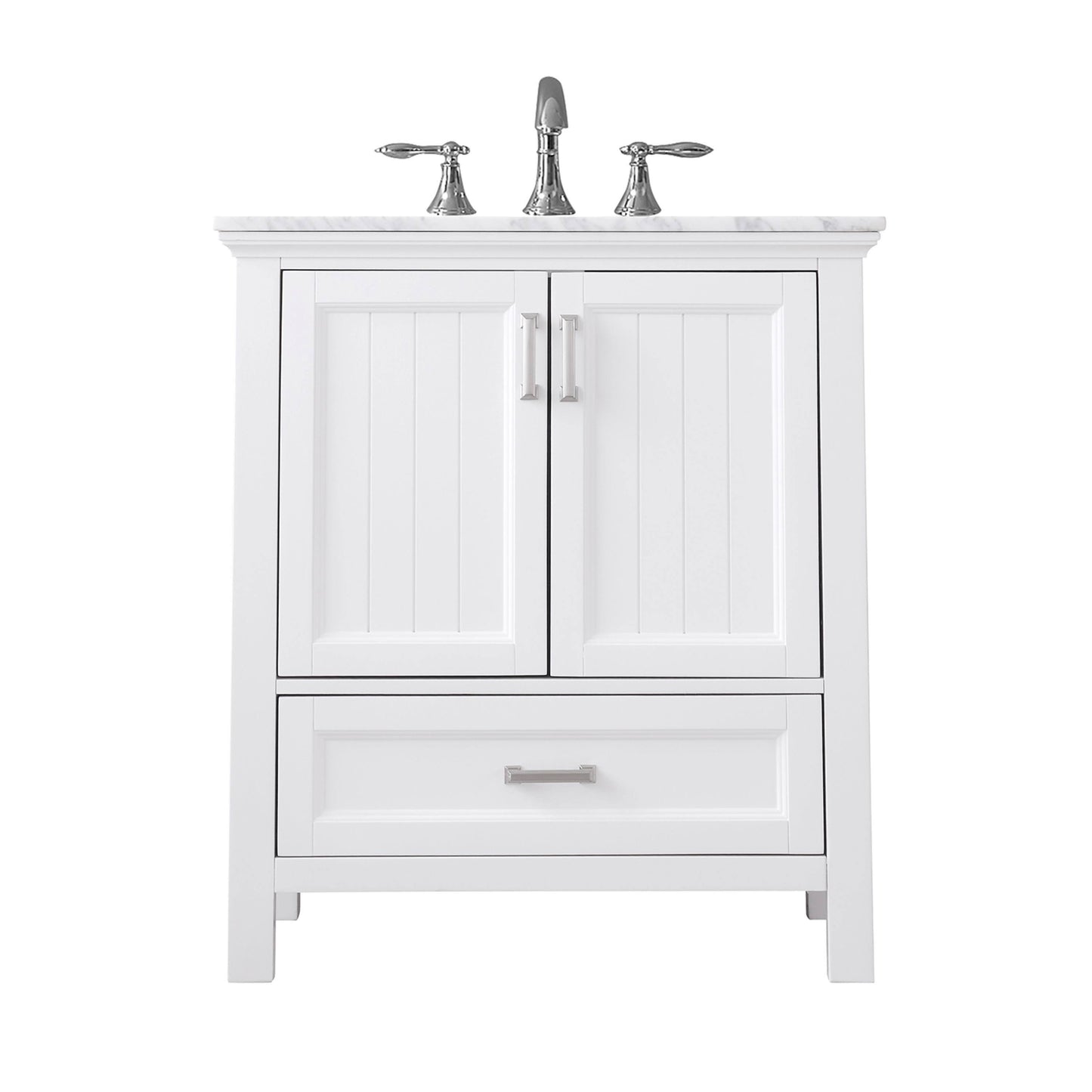 Altair - Isla 30 Single Bathroom Vanity Set With Carrara White Marble Countertop, Classic Blue / Without Mirror