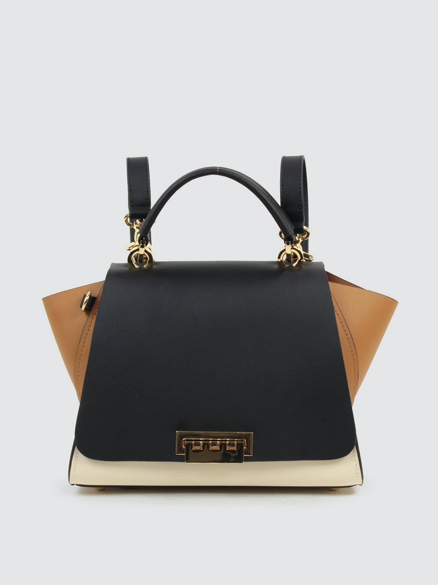 Zac Zac Posen Eartha Iconic Color Block Convertible Leather Backpack - Black Colorblock/Gold