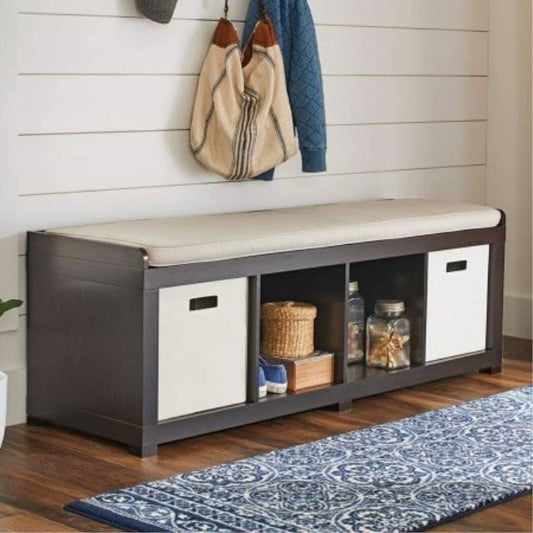 Better Homes And Gardens 4-Cube Organizer Storage Bench , Solid Black