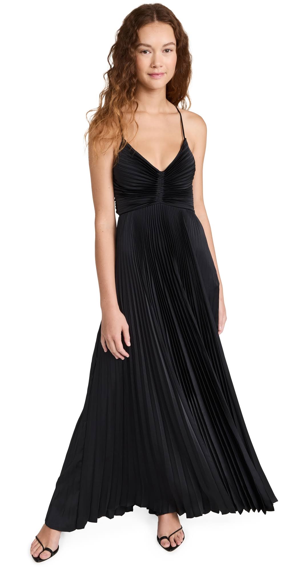 A.L.C. Women s Aries Pleated Open Back Dress - Black - Size 4