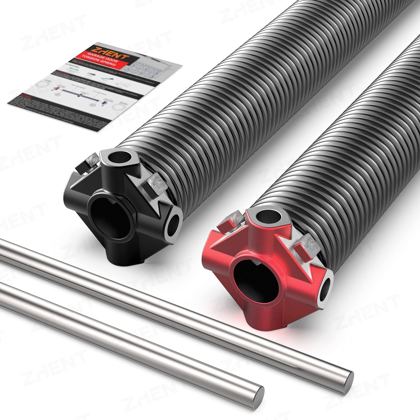 Zhent Garage Door Torsion Springs 2 (Pair) With Non-Slip Winding Bars, Coated Torsion Springs With A Minimum Of 18,000 Cycles (0.225x2 X26 )