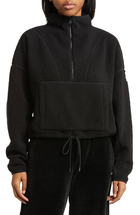 Alo Elysian High Pile Fleece Half Zip Pullover In Black