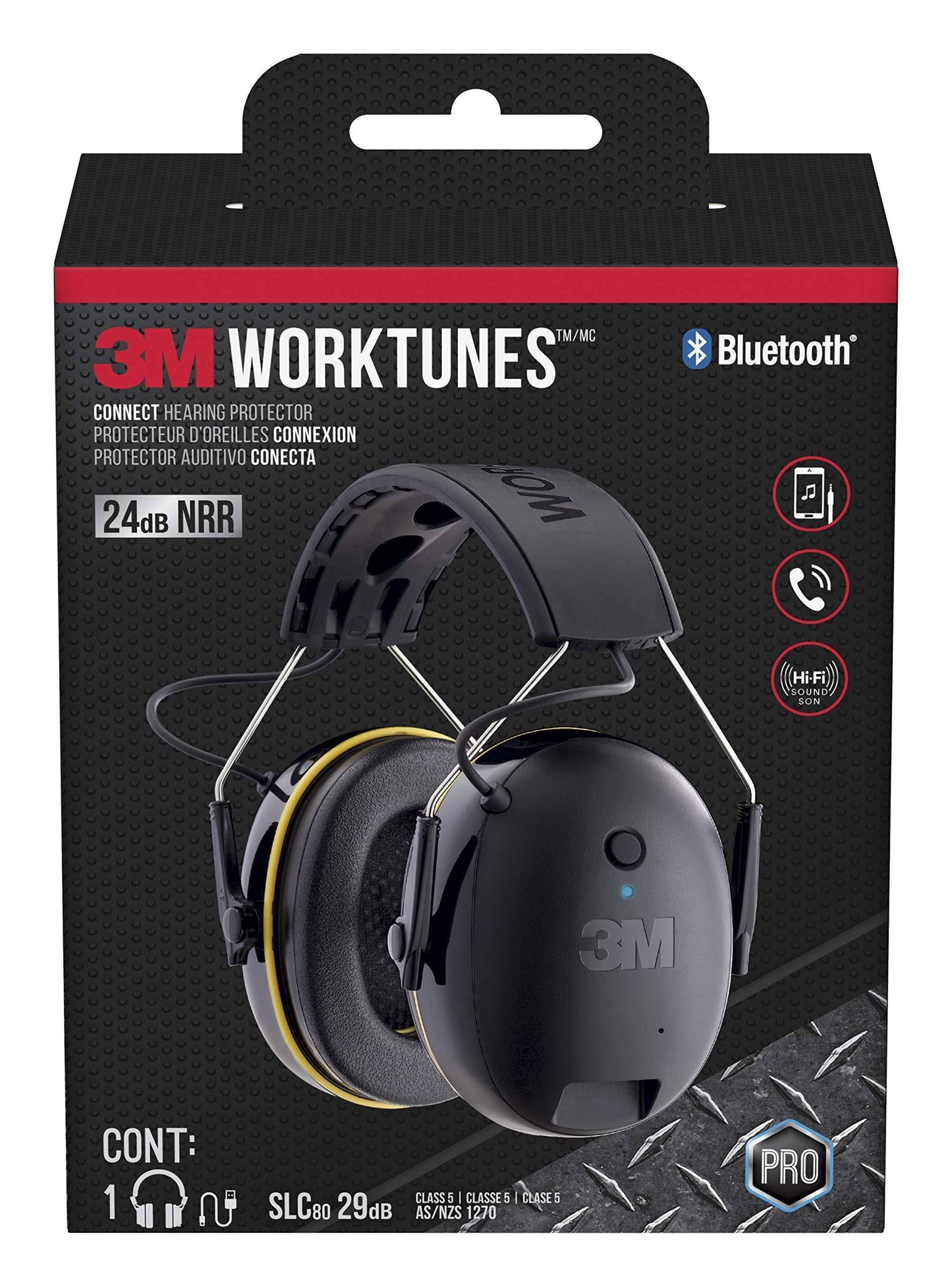 3m 90543-4dc Worktunes Connect Hearing Protector With Bluetooth, Black