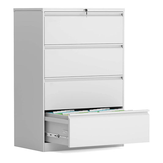 Aobabo 4 Drawer File Cabinet With Lock For Letter/Legal Size Paper, White