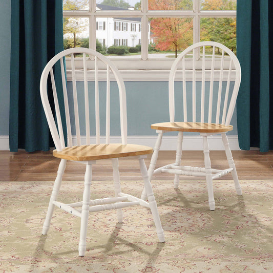 Better Homes And Gardens Autumn Lane Windsor Solid Wood Dining Chairs White And Oak (Set Of 2)