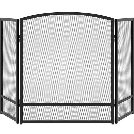 Best Choice Products Bcp 3-Panel 47x29in Simple Steel Mesh Fireplace Screen W/ Rustic Worn Finish