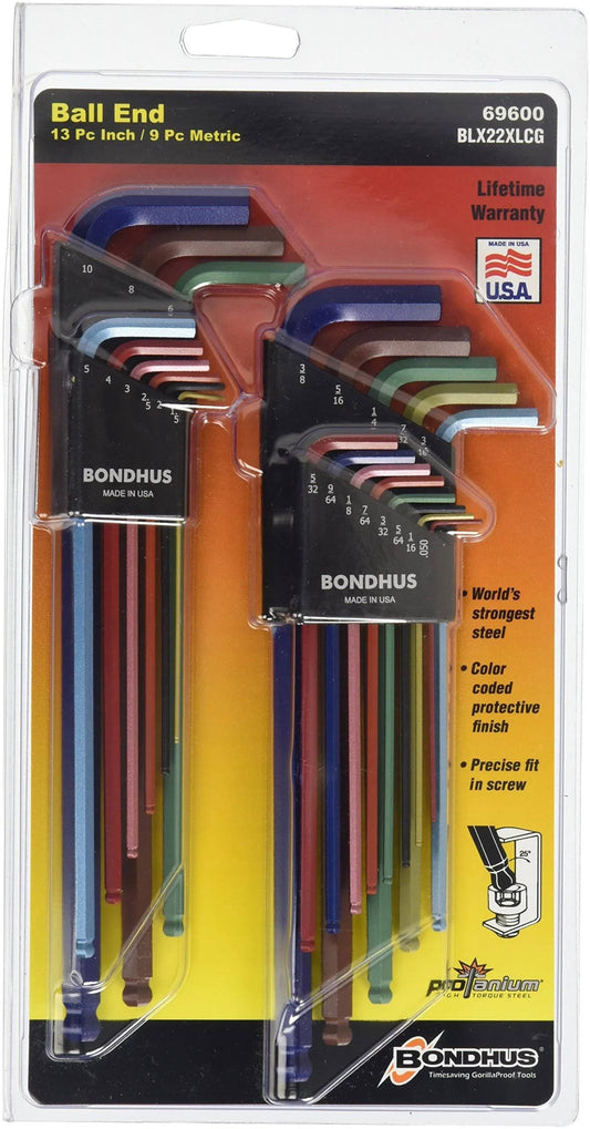 Bondhus 69600 - 22pc Colorguard L Wrench In/Mm