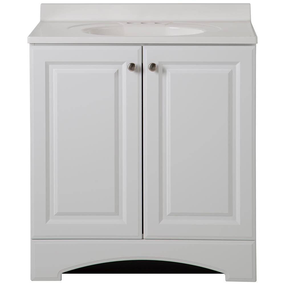 30-1/2 In. W Vanity In White With Cultured Marble Vanity Top In White