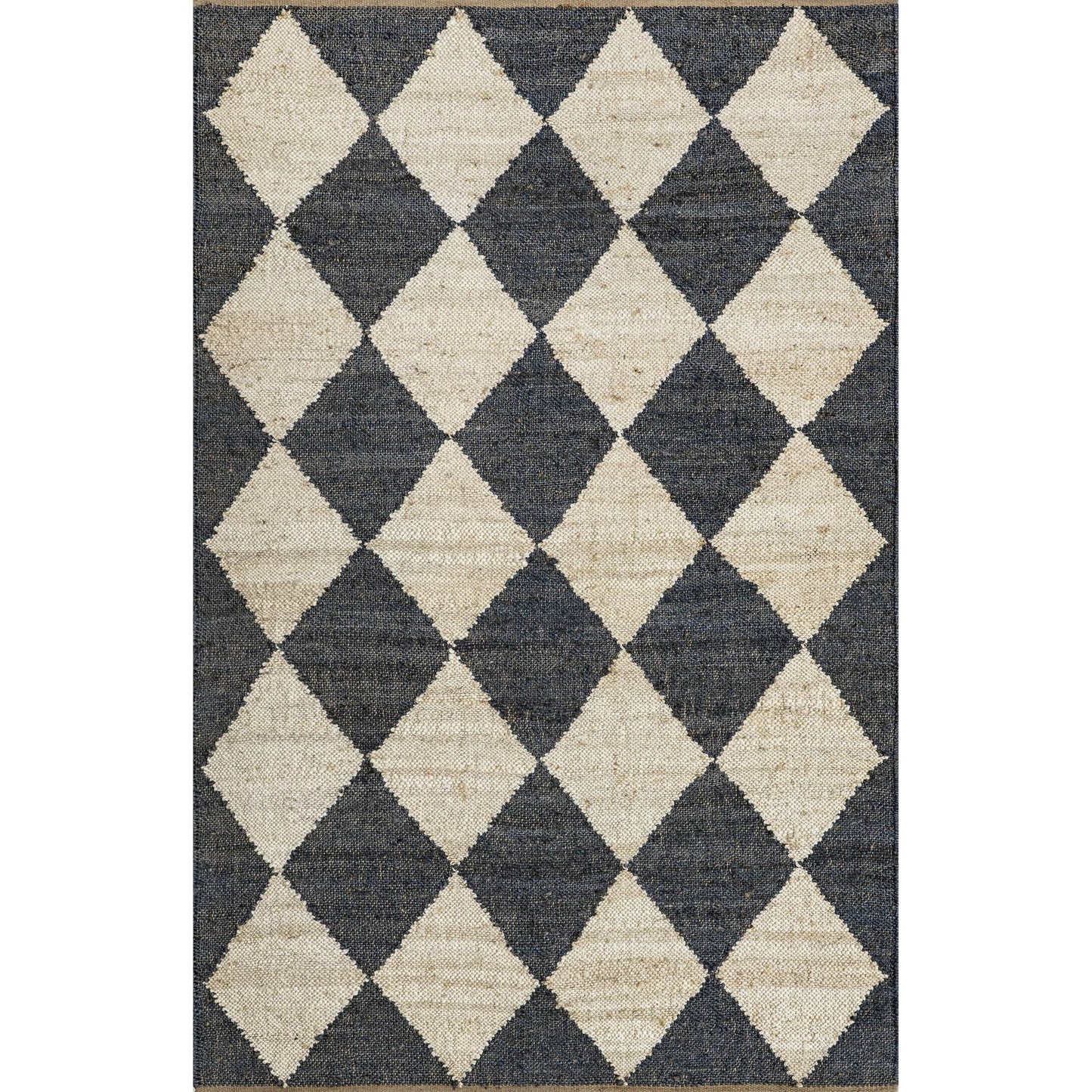 Arvin Olano X Rugsusa - Louie Diamond Checkerboard Jute Area Rug Natural 3 X 5