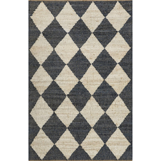 Arvin Olano X Rugsusa - Louie Diamond Checkerboard Jute Area Rug Natural 3 X 5