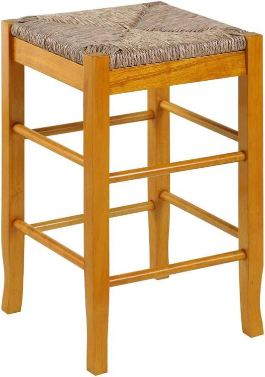 Boraam Square Rush Seat Counter Height Stool, 24-Inch, Oak