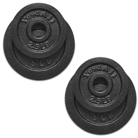 Yes4all 1.15 Inch Cast Iron Weight Plates Set For Dumbbells, Standard Dumbbell Plates Set (5 + 10) Lbs - Pair