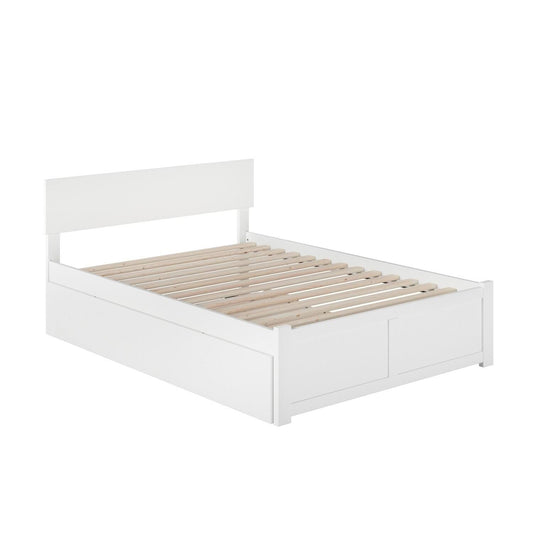 Atlantic Furniture Orlando Full Platform Bed With Flat Panel Foot Board And Full Size Urban Trundle Bed In White