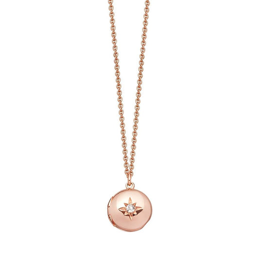 Astley Clarke Medium Biography Locket Necklace In Rose Gold Vermeil