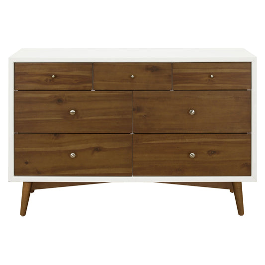 Babyletto Palma 7-Drawer Double Dresser - Warm White/Natural Walnut