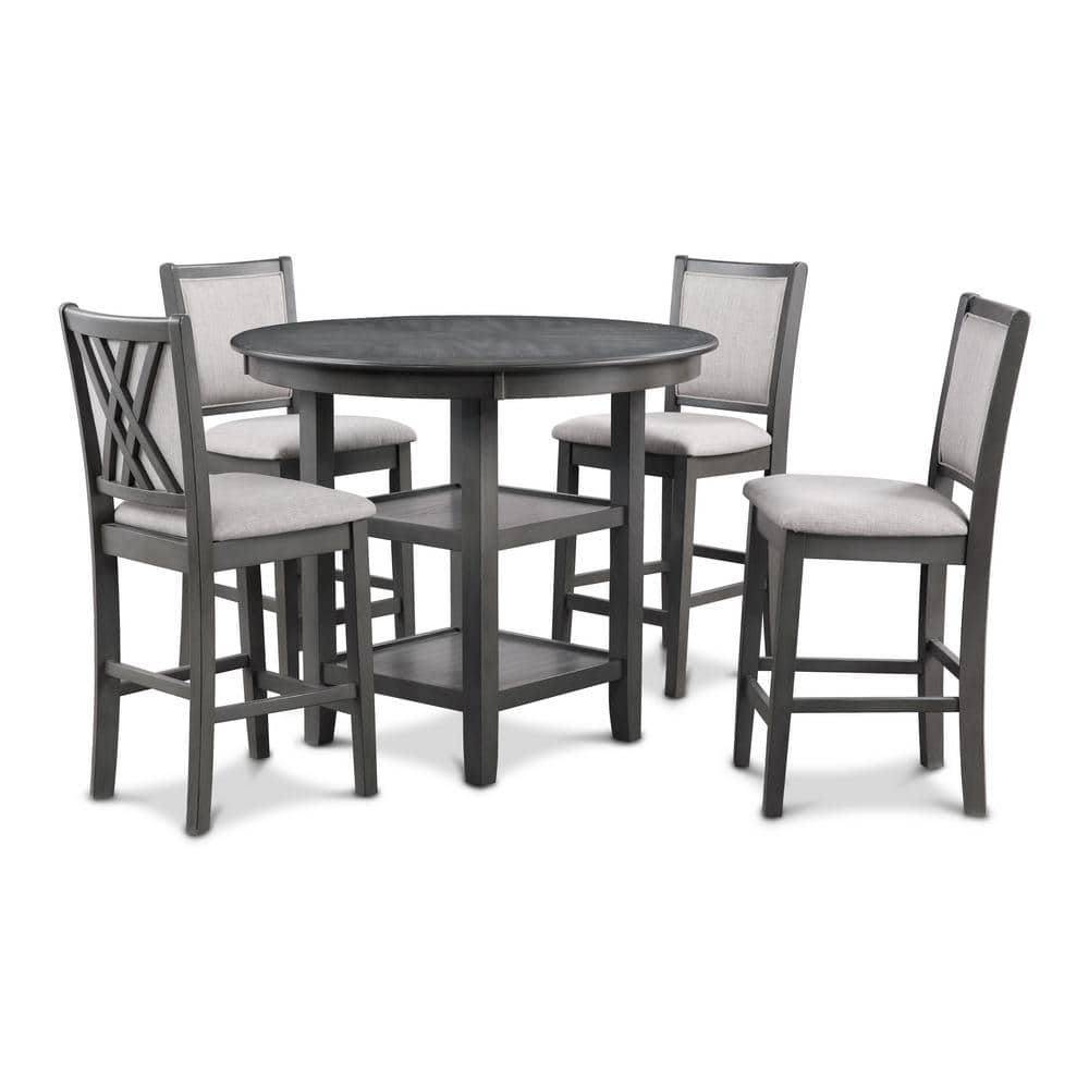 Abdul-Khaliq 5 - Piece Solid Wood Dining Set Red Barrel Studio Color: Gray, Table Size: 30H X 47.25L X 47.25W