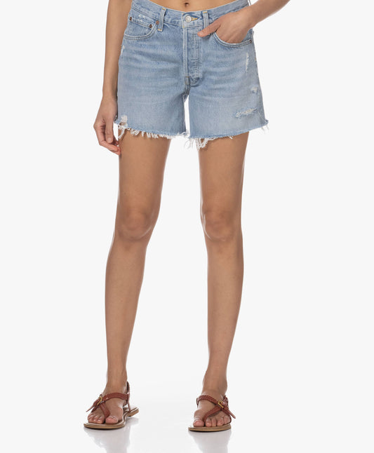 Agolde Parker Swapmeet Long Denim Shorts