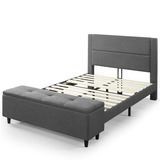 Zinus Wanda Platform Full Bed With Storage Footboard, Gray