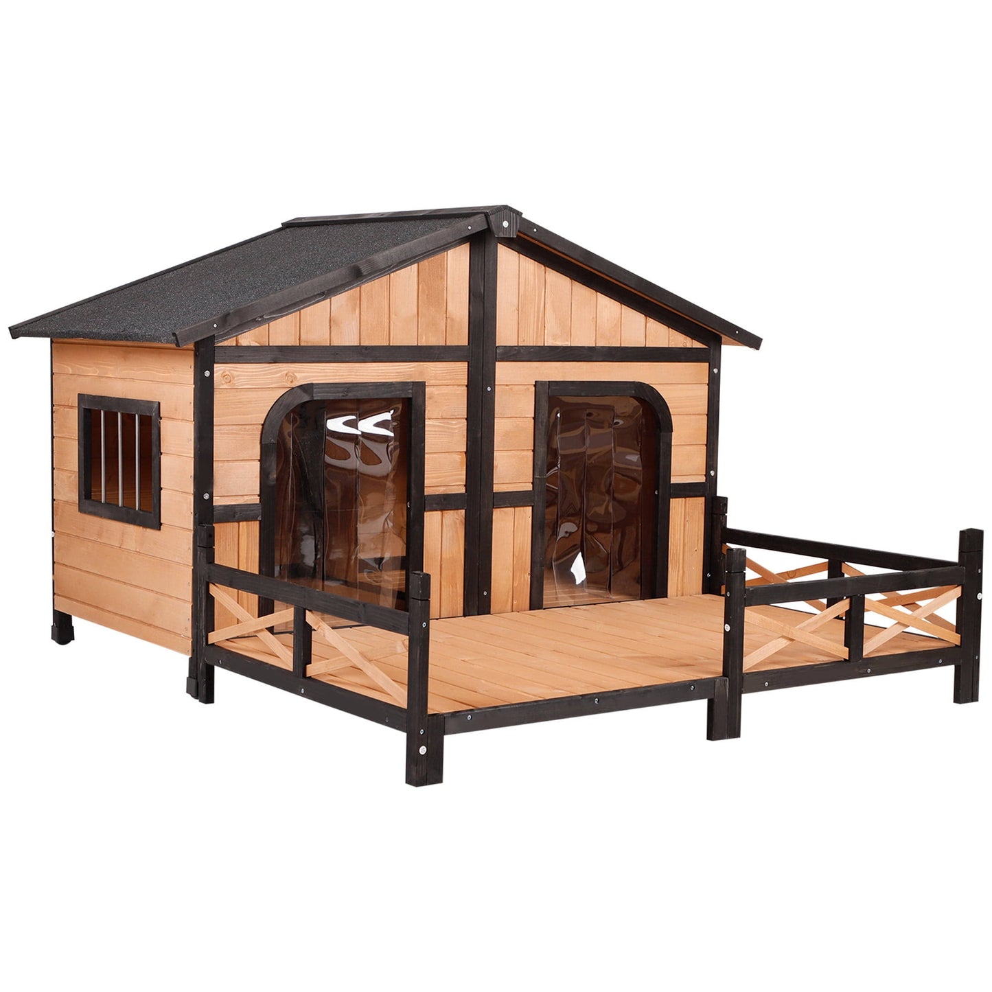 Campa Solid Wood Dog House Homcom Finish: Oak/Charcoal