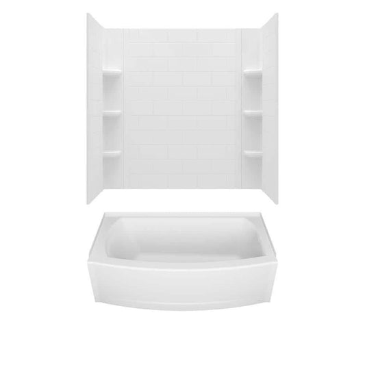 American Standard Ovation Curve 60 In. Right Hand Drain Rectangular Alcove Bathtub With Wall Surrounds In Artic White, Arctic White V2576rwl