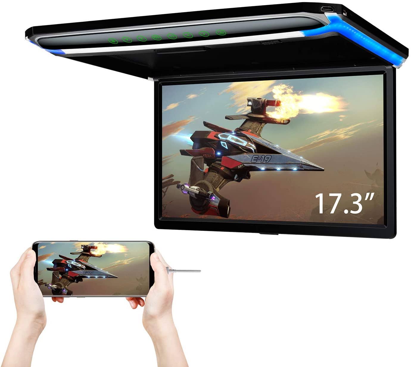 Xtrons 17.3 Inch 16:9 Ultra-Thin Fhd Digital Tft Screen 1080p Video Car Overhead Player Roof Mounted Monitor Hdmi Port 19201080