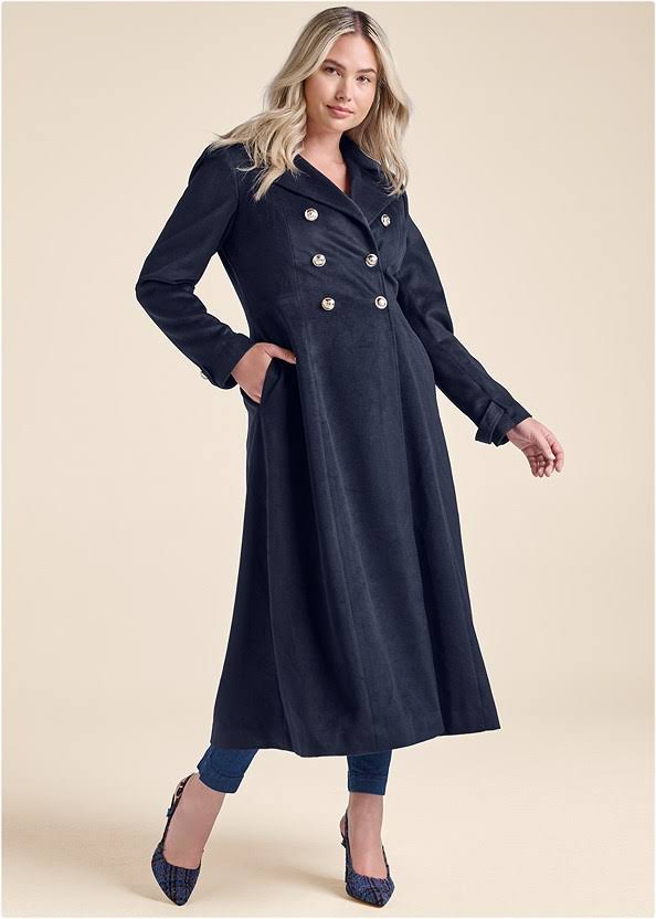 Women s A-Line Double Breasted Coat - Peacoat, Size 14 By Venus