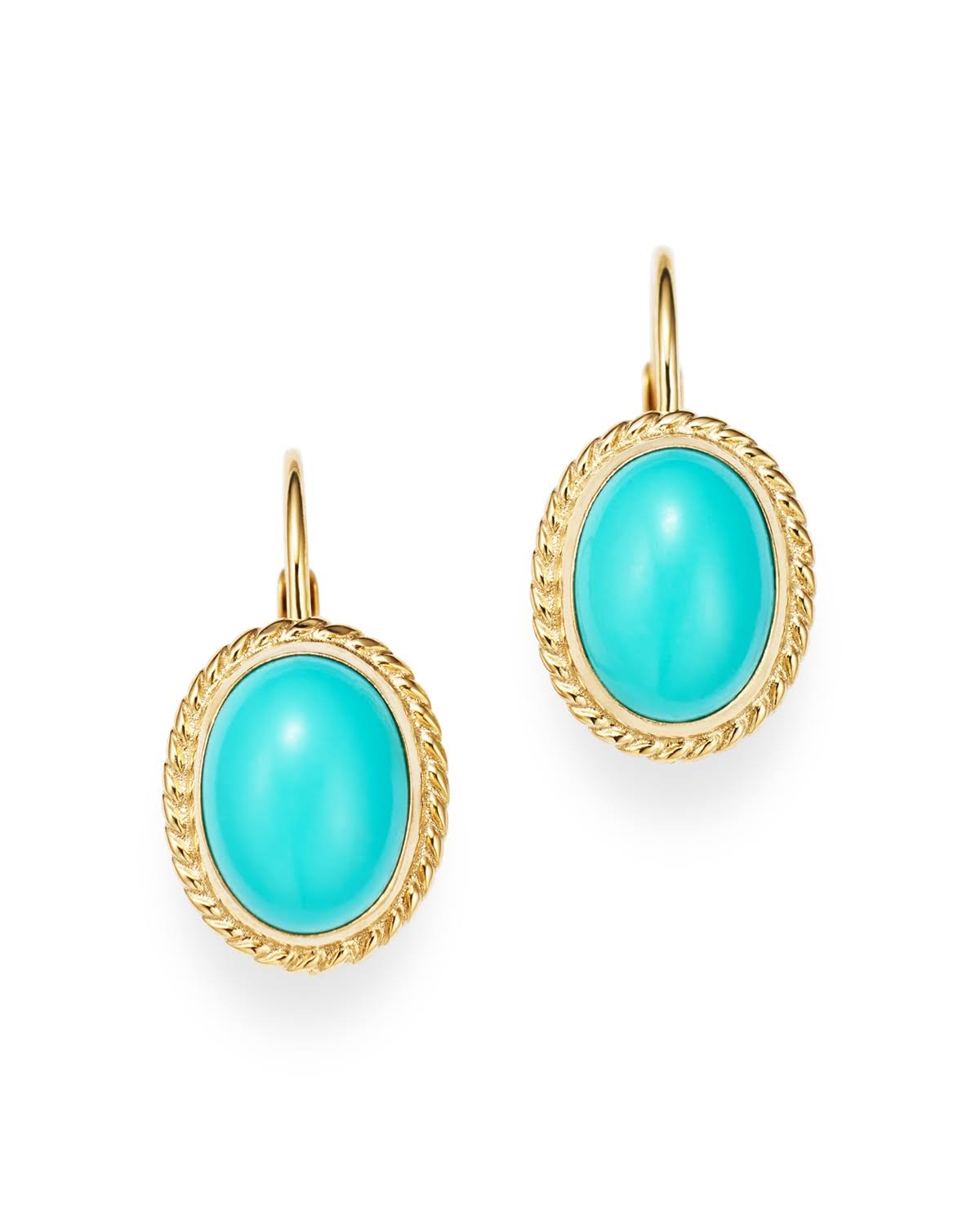 Bloomingdale s Turquoise Bezel Set Earrings In 14k Yellow Gold - 100% Exclusive