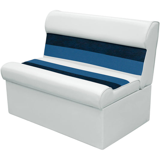 Wise 8wd100-1008 Deluxe Series Pontoon 37 Inch Bench Seat And Backrest Cushion Set Only, Color: White/Navy/Blue