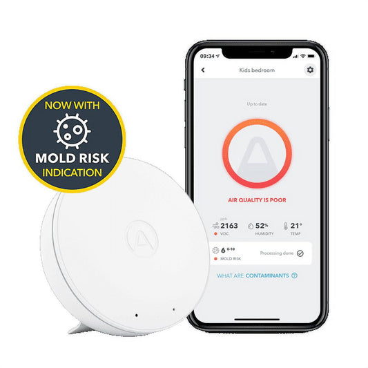 Airthings Wave Mini Indoor Air Quality Monitor With Mold-Risk Indication