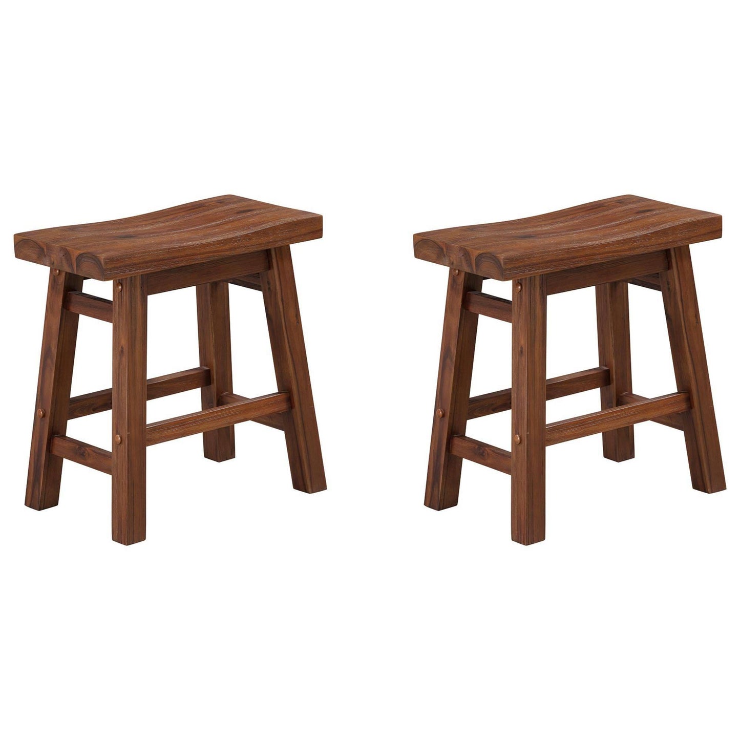 Boraam Sonoma Saddle 18 Inch Stool Chestnut Wire-Brush Set Of 2