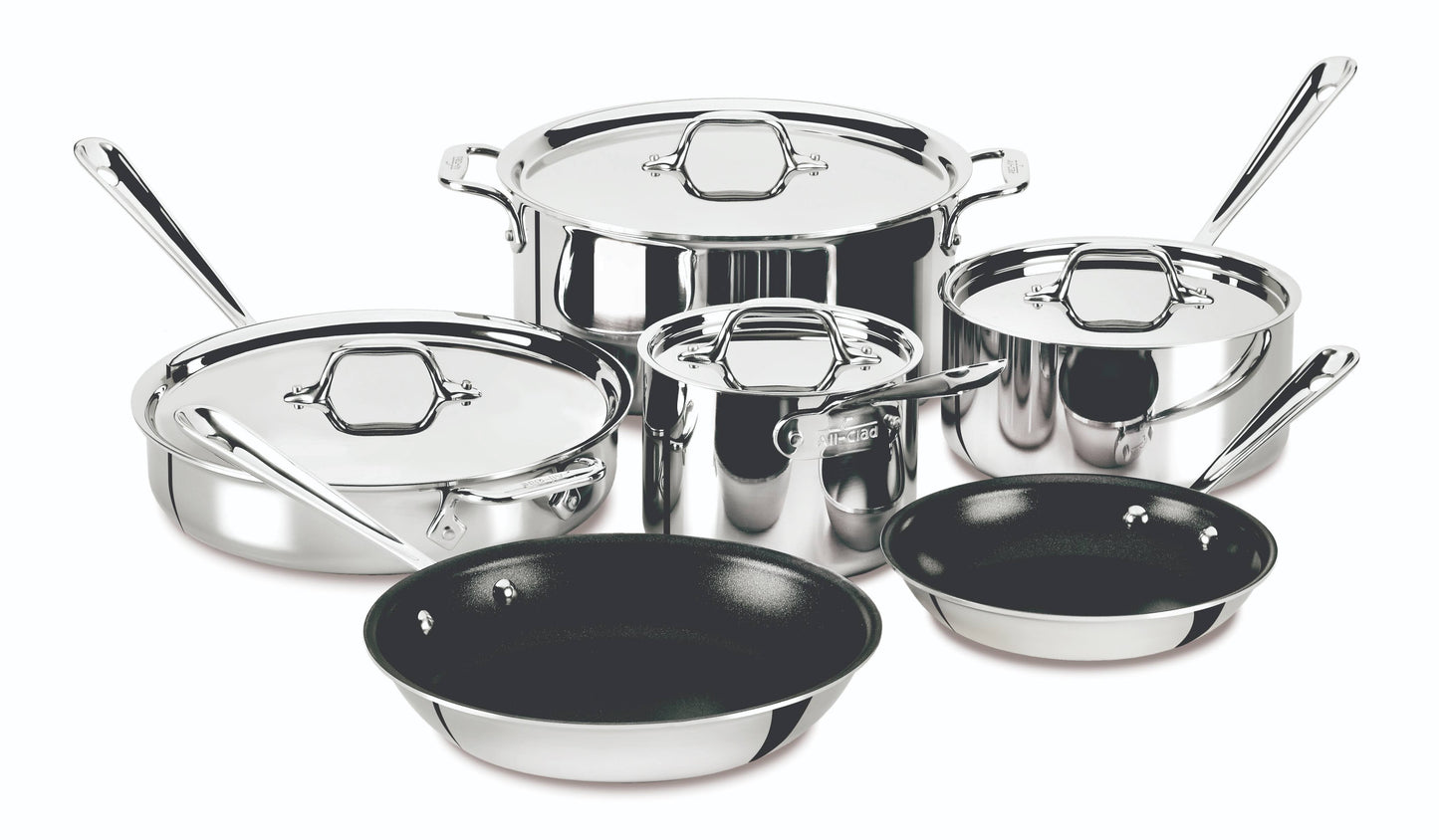 All Clad Stainless Steel 10 Piece Nonstick Cookware Set