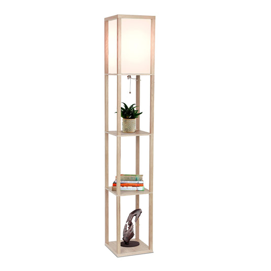 Brightech Maxwell Shelf Led Floor Lamp - Rustic Wood