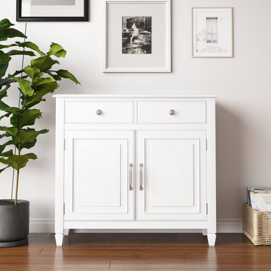 Wyndenhall Hampshire Solid Wood Traditional Entryway Storage Cabinet - 40W X 15D X 36 H - White