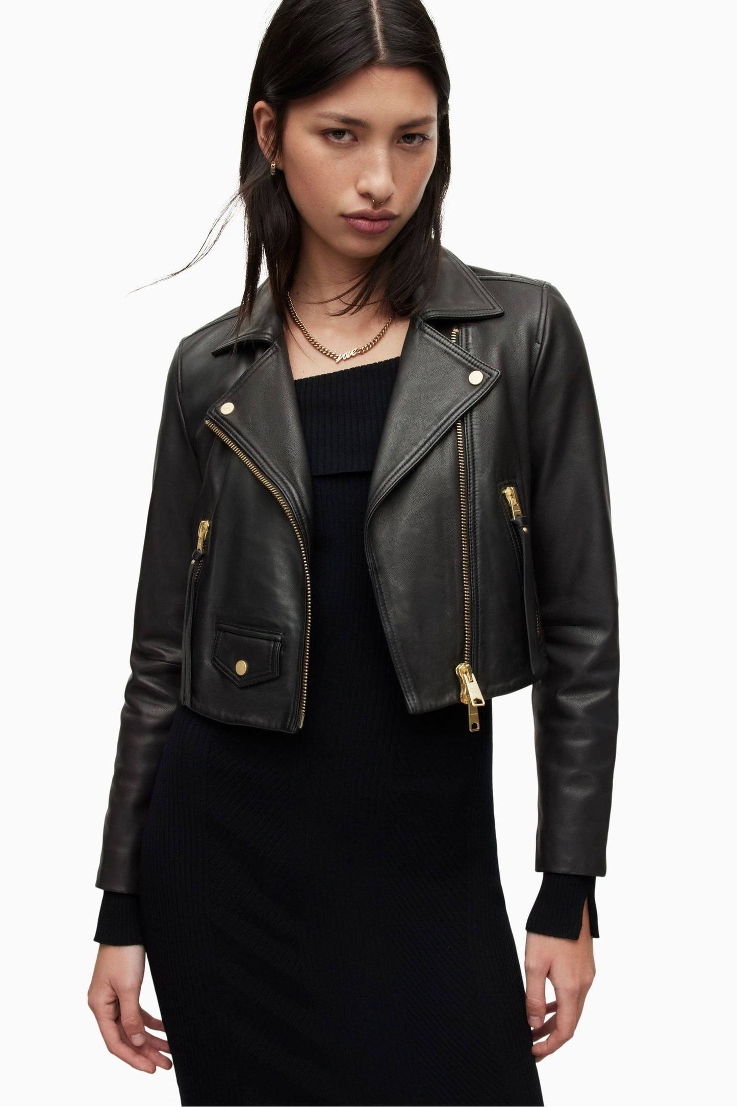 Allsaints Women s Elora Leather Biker Jacket - Black - Size 2 Us